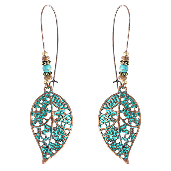 Vintage Bohemian Hollow Leaf Drop Earrings for Women