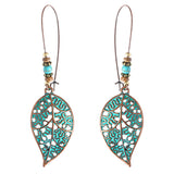 Vintage Bohemian Hollow Leaf Drop Earrings for Women