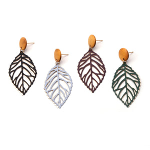 Simple Style Wood Hollow Leaves Drop Earrings  for Women