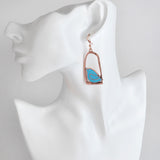 Blue Grey Bird Birdcage Fashion Asymmetric Women Earrings