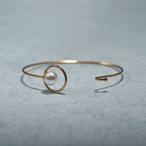 Classic Silver Gold Color Bracelet Pearl Charm Circle Cuff