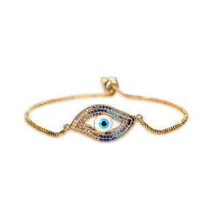 Trendy New Evil Eye Shape Adjustable Metal Zircon Bracelet Unisex Jewelry