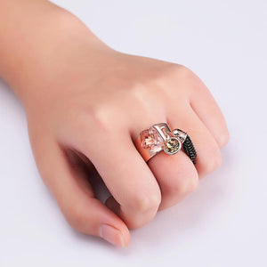 Trendy Rose Gold Plated Crystal Tassels Women Finger Rings