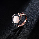 Trendy Rose Gold Engagement Ring Circle Shape Opal Ring Cothing Accessories