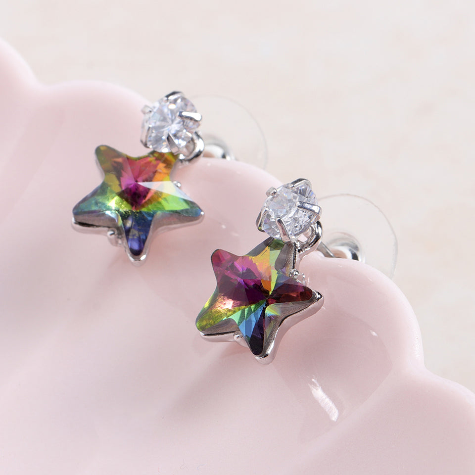 Simple Star Ear Stud Earring Dazzling Cubic Zirconia Star