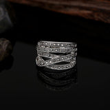 Retro Rhinestone Multilayers Cross Women Finger Ring