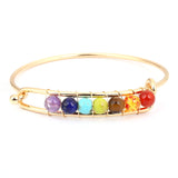 Yoga Balance 7 Chakra Colorful Beads Ball Crystal Bangle Gol