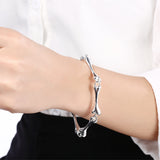 YUEYIN Simple Silver Bone Buckle Bracelet 