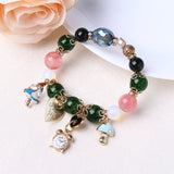 Bohemia Crystal Glass Beaded Bracelets Heart Clock Charm