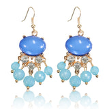 Ethnic Crystal Rhinestone Tassel Beads Drop Earrings For Women