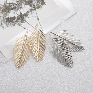 Trendy Ear Drop Leaves Silver Gold Earrings Statement