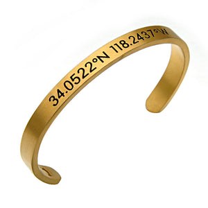 Unisex Engraved Degree of Longitude Latitude Bracelet