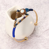 Bohemian Bracelet Punk Gold Plated Colorful Glass Bead Triangle Charm Bangle Boho Jewelry for Women 