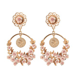 Vintage Flower Exaggerated Ear Drop Women Earrings 