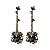 Vintage Windmill Full Rhinestones Stick Dangle Earrings