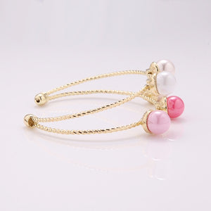 Trendy Balancing Style Double Layer Pearl Bracelet Simple Alloy Rainbow Pearl Bracelets for Women