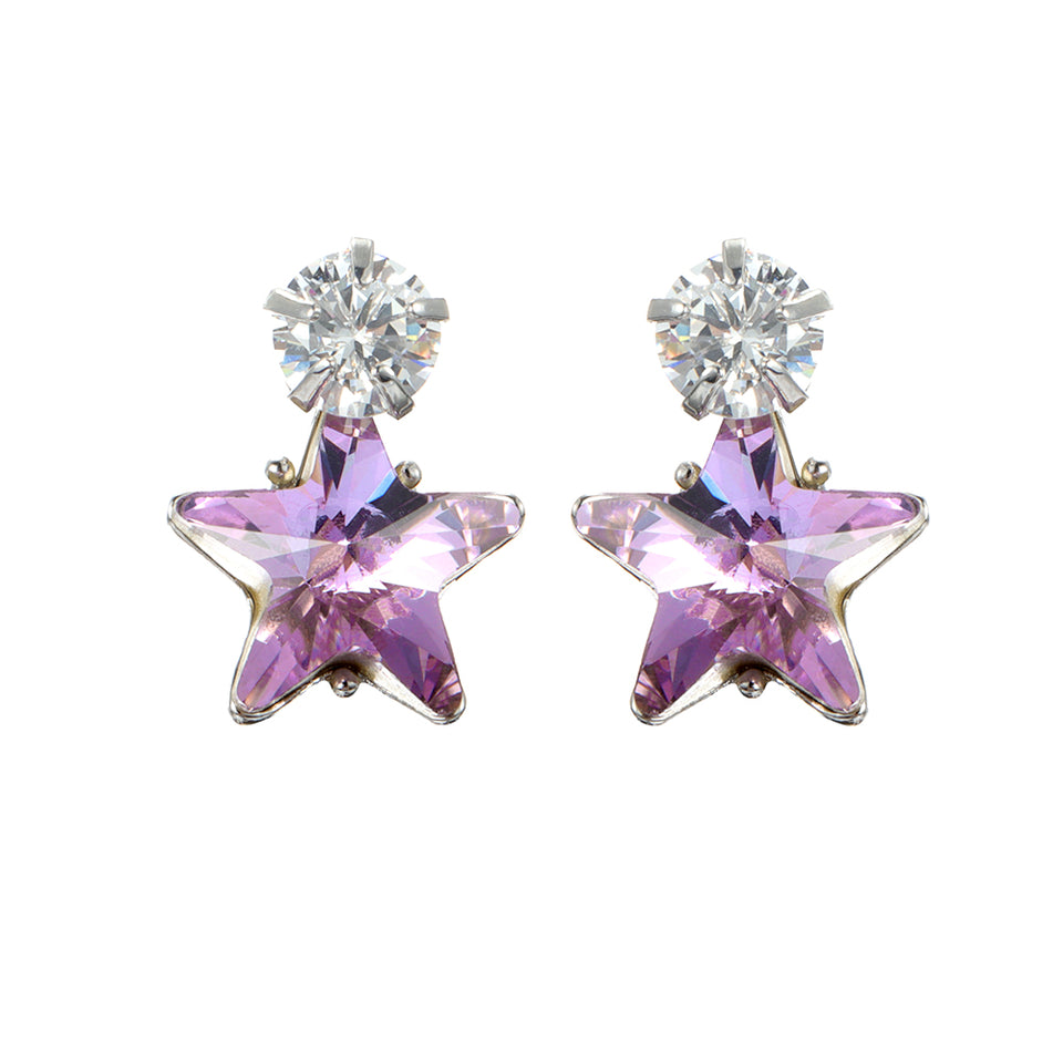 Simple Star Ear Stud Earring Dazzling Cubic Zirconia Star