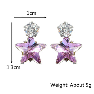 Simple Star Ear Stud Earring Dazzling Cubic Zirconia Star