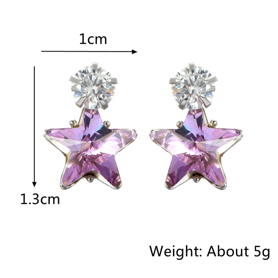 Simple Star Ear Stud Earring Dazzling Cubic Zirconia Star