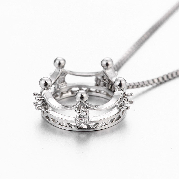 Trendy Silver Plated Necklace Dazzling Cubic Zirconia Crown