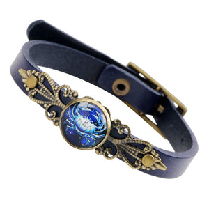 Unisex Twelve Constellations Leather Adjustable Bracelet