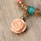 Bohemian Multilayer Sweet Rose Flower Pendant Bead Bracelet Women Clothing Accessories