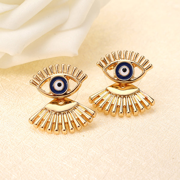 Trendy Eye Eyelash Ear Stud Earrings Silver Rose Gold Plated