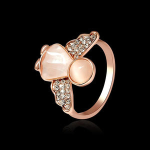 Sweet Angel Opal Ring Clothing Accessories Rose Gold Plated Anallergic Jewelry for Women