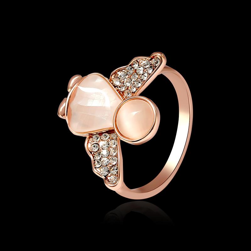 Sweet Angel Opal Ring Clothing Accessories Rose Gold Plated Anallergic Jewelry for Women