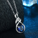 Trendy Sterling Silver Blue Rhinestone Pendant Necklaces