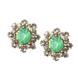 Simple Gemstone Ear Stud Micro Paved Flower Earring Classic