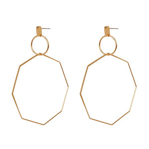 Earring Hollow Octagon Geometric Statement Hoop Ethinc