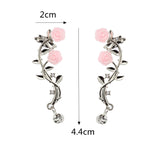 Elegant Pink Flower Womens Cuff Earring Silver Gold Color