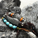 Adjustable Black Braided Leather Bracelet Multilayer Weave