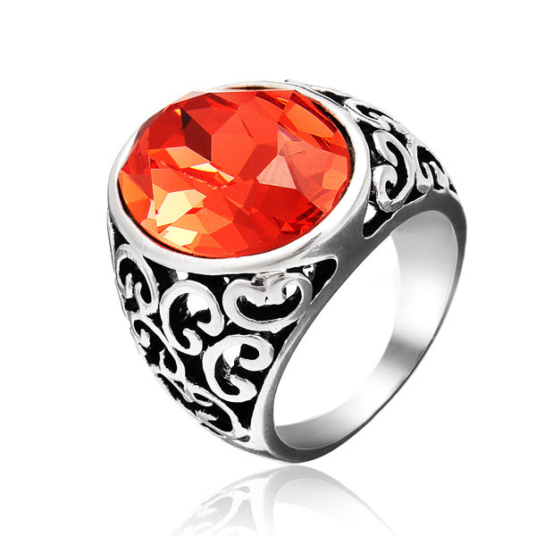 Vintage Hollow Out Carve Crystal Zircon Ring Unisex Jewelry