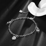 Silver Plated Heart Chain Crown Pendant Irregular Plate Anklet Women Jewelry