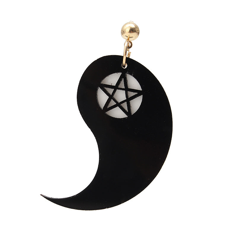 Exaggerated Acrylic Asymmetric Tai Ji Star Earrings