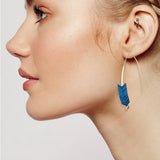 Trendy Stylish Natural Ore Multicolor Texture Arrowhead Earring Jewelry for Women