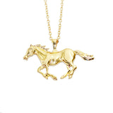 Trendy Silver Gold Color Horse Pendant Necklace Sweater Chain for Women