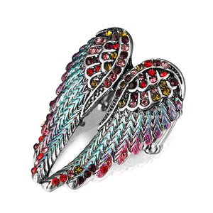 Vintage Inlaid Angelic Angel Wings Ring Elasticity Rings