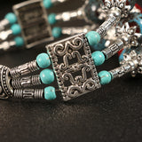 Ethnic Style Multilayer Chain Ceramic Leaves Tassel Bracelet for Women