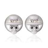 Punk Skull Zircon Crystal Double Side Stud Earrings Women Jewelry