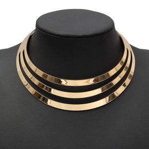 Gorgeous Metal Multi Layer Choker Bib Collar Necklace Jewelry