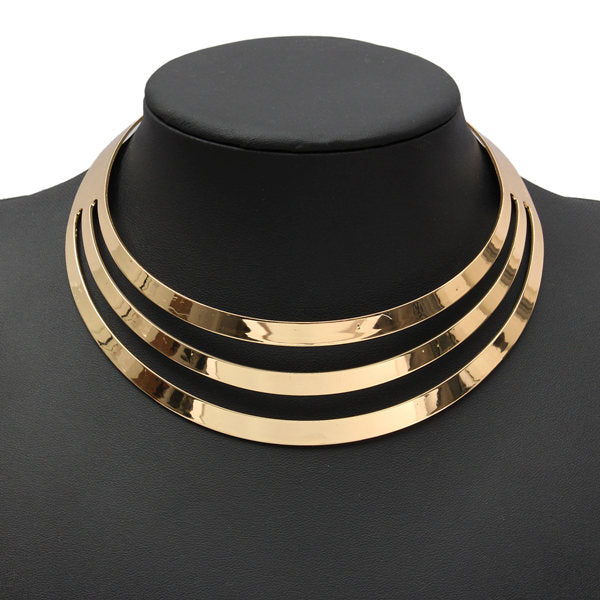 Gorgeous Metal Multi Layer Choker Bib Collar Necklace Jewelry