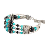 Ethnic Colorful Beads Tibetan Silver Leaf Women Bracelet