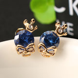 Punk Skull Crown Ear Stud Exquisite Zinc Alloy Rhinestones Earrings for Women