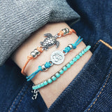 3 Pcs/set Turtle Rune Charm Multilayer Anklets Bracelets