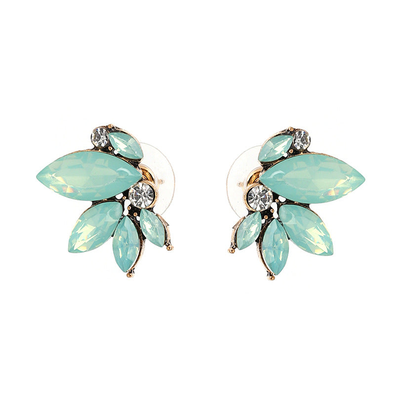 Elegant Crystal Wings Ear Stud Flower Rhinestones Earrings Gift for Her