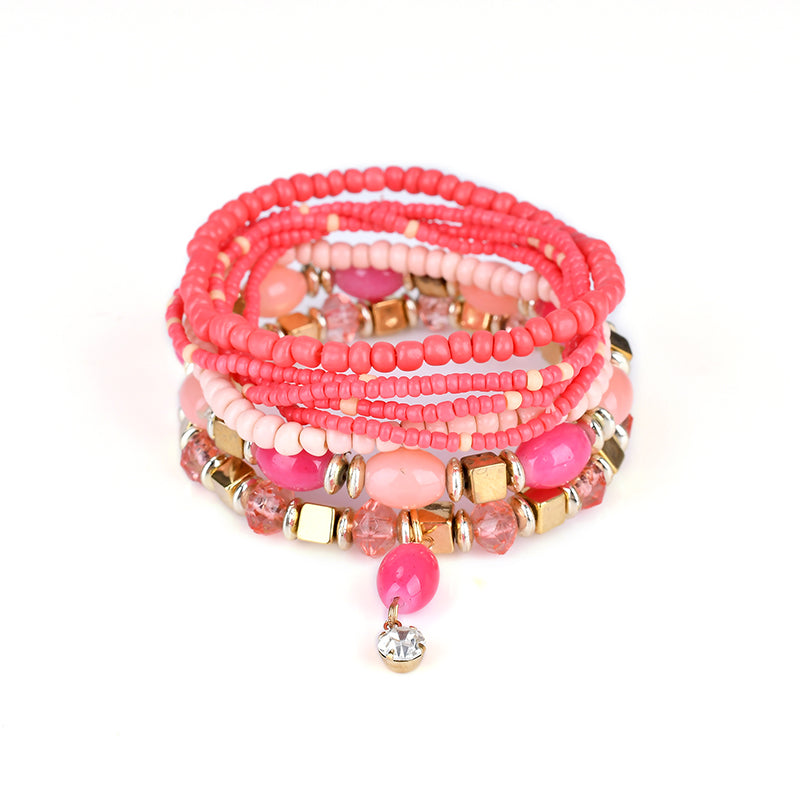 Women's Bohemian Bracelet Colorful Multilayer Beads Charming Bracelet