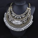 European Multilayer Crystal Rhinestone Statement Choker Necklace
